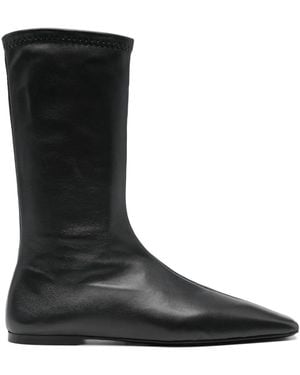 TOTEME Leather Sock Boots - Black