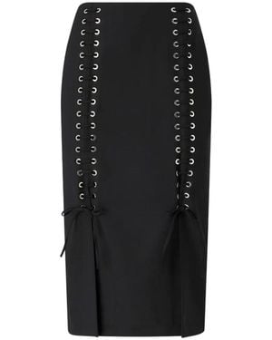 Pinko Lace-Up Front-Slit Skirt - Black