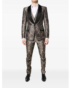Dolce & Gabbana Baroque-Jacquard Three-Piece Suit - Black