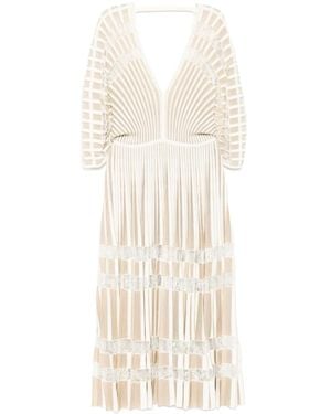 Elie Saab Vestido midi de punto - Blanco