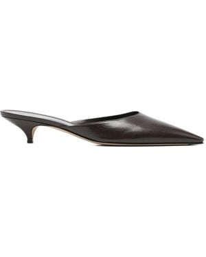 The Row Pointed Leather Mules - White