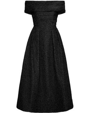 Rebecca Vallance Helene Textured Off-Shoulder Midi Dress - Black