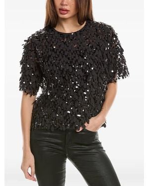 Brunello Cucinelli Sequin-Embellished Short-Sleeve Top - Black