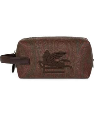 Etro Trousse Da Bagno Con Stampa Paisley - Marrone
