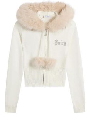 Juicy Couture Rhinestone-Logo Hoodie - White
