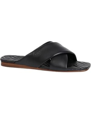 KENZO Natsu Criss-Cross Leather Sandals - Black