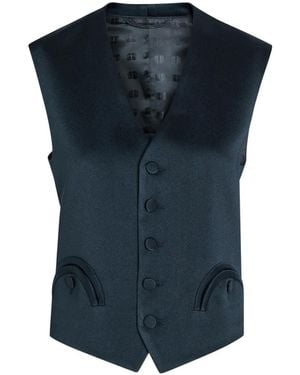 Blazé Milano Buttoned Flap Pocket Vest - Blue