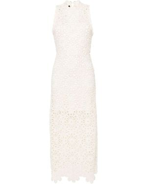 Maje Pearl-Embellished Crochet Maxi Dress - White