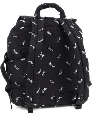 Ganni Backpack With Logo in Blue | Lyst