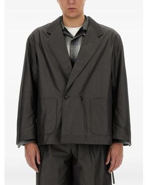 A.I.E. Double-Breasted Cotton Jacket - Black