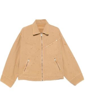 Etudes Studio Zipped Paint-Splatter Jacket - Natural