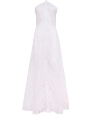 Loretta Caponi Castiglione Broderie Cotton Midi Dress - White