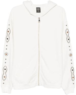HTC Stud-Embellished Zip-Up Hoodie - White