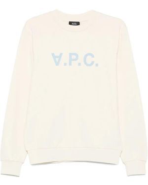 A.P.C. Logo-Print Crew-Neck Jumper - White