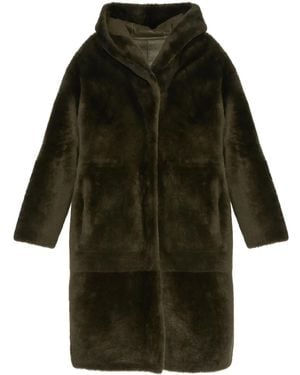 Yves Salomon Kapuzenmantel Aus Faux Shearling - Grün