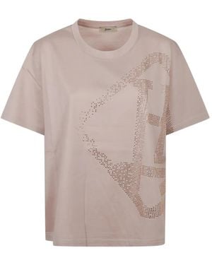 Herno Rhinestone-Embellished Logo T-Shirt - Grey