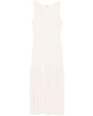 Sandro Gestricktes Midikleid Mit Nieten - Weiß