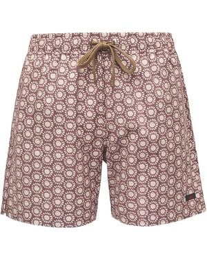 Faherty Geometric-Print Swim Shorts - White
