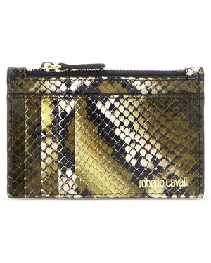 Roberto Cavalli Snakeskin-Print Zip-Top Cardholder - Multicolor