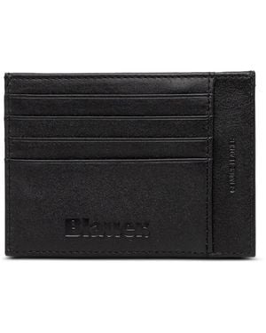 Blauer Logo-Patch Leather Cardholder - Black