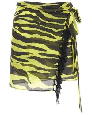 The Attico Rok Met Zebraprint - Groen