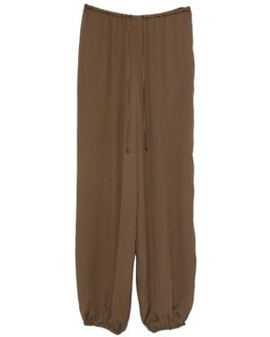 forte_forte Drawstring-Waist Elasticated-Hem Trousers - Brown