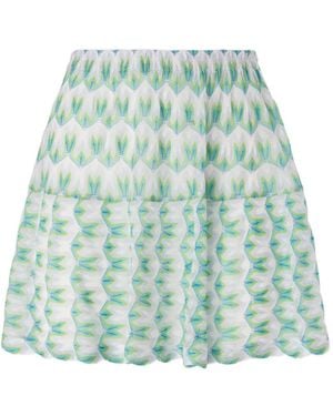 Missoni Pleated Geometric-Pattern Mini Skirt - Green
