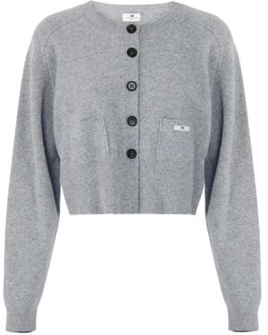 Elisabetta Franchi Raglan-Sleeve Cropped Cardigan - Gray