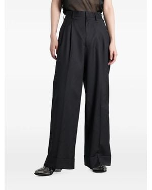 Junya Watanabe Pinstripe-Pattern Turn-Up Pants - Black