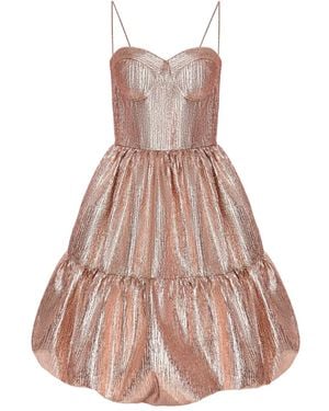 ANOUKI Metallic Gathered Minidress - Pink
