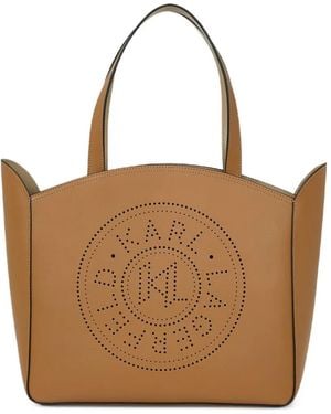 Karl Lagerfeld Medium K/Circle Zip Tote Bag - Brown