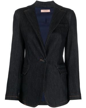 Twinset Single-Breasted Cotton-Blend Blazer - Black
