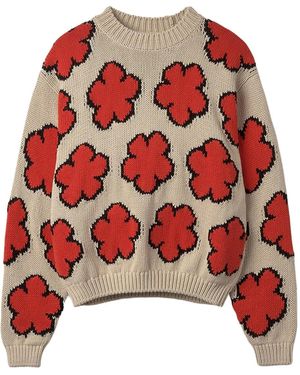 KENZO Flower Intarsia-Knit Jumper - Red