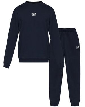 EA7 Logo-Print Tracksuit - Blue
