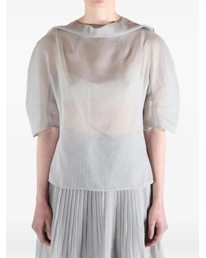 Amomento Sheer Tie-Detail Blouse - Grey
