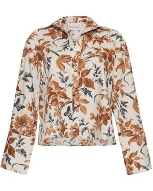 Cara Cara Henry Floral-Print Shirt - White
