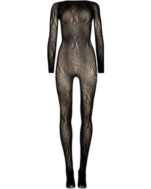 Wolford Snake Net Catsuit - Zwart