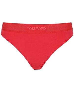 Tom Ford Logo-Embellished Thong - Red