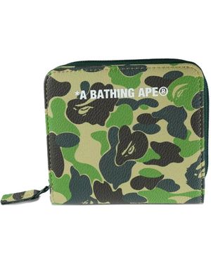 A Bathing Ape Mini Abc Camo Wallet - Green