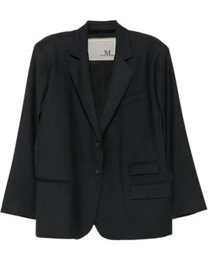 THE M.. Oversized Notched-Lapels Blazer - Black