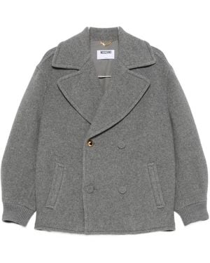 Moschino Double-Breasted Heart-Motif Wool Jacket - Grey