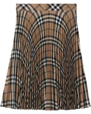 Burberry Giu Checked Wool Skirt, Brand Size 4 (Us - Brown