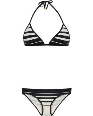 Tom Ford Bikini A Rayas Con Copa Triangular - Blanco