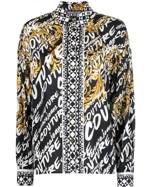 Versace Jeans Couture Camicia Con Motivo Monogramma - Nero