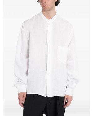 Grifoni Mandarin-Collar Chest-Pocket Shirt - White