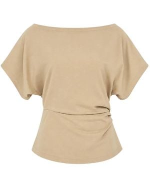 Club21 Collection Gathered Boat-Neck Top - Natural