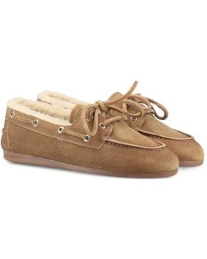 POSA Chaussures Bateau À Doublure En Peau Lainée - Brown