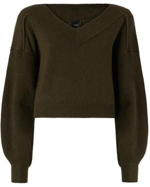 Pinko V-Neck Cropped Jumper - Green