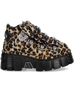 New Rock 60Mm Leopard-Print Platform Trainers - Black