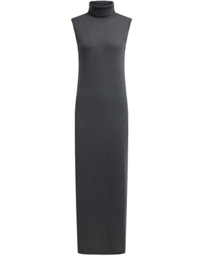 12 STOREEZ Turtleneck Sleeveless Midi Dress - Blue
